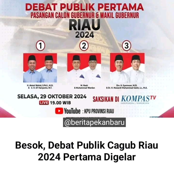 KPU PROVINSI RIAU MENGAJAK KEPADA SELURUH MASYARAKAT RIAU UNTUK MENYAKSIKAN DEBAT CAGUB PROVINSI RIAU